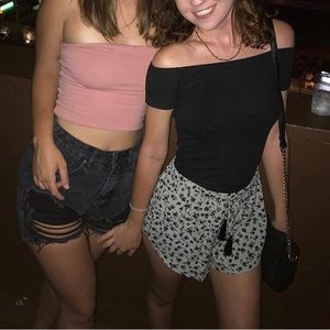 Blue and black floral shorts